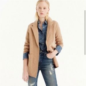 J. Crew Sophie Open Front Sweater Blazer British Khaki Tan 100% Merino Wool Sz S